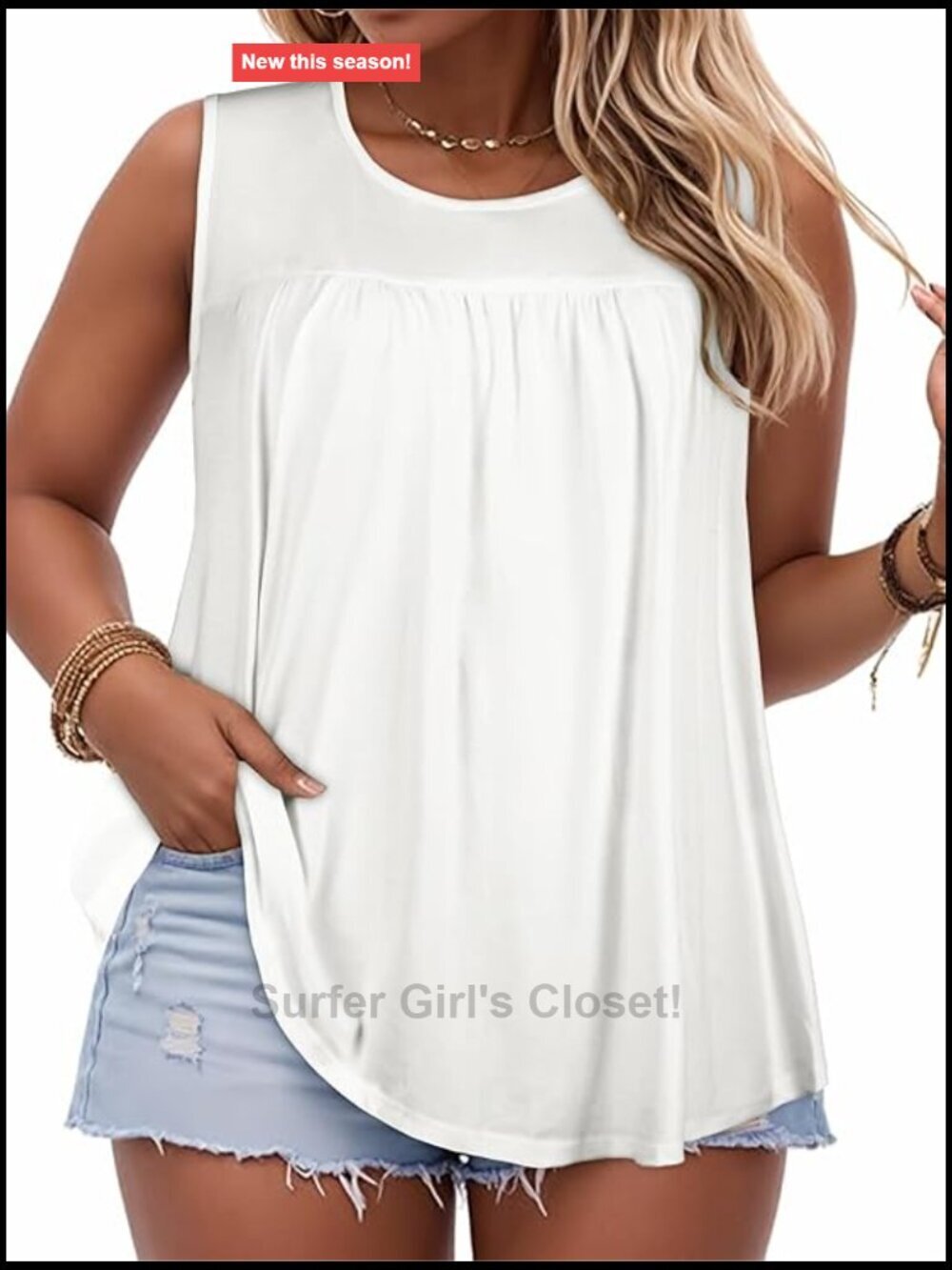 Plus Size Tank Top Sleeveless Crewneck Tunic Casual Summer Tops Flowy Loose Fit